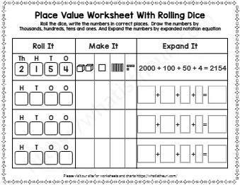 Place Value Worksheet With Rolling Dice