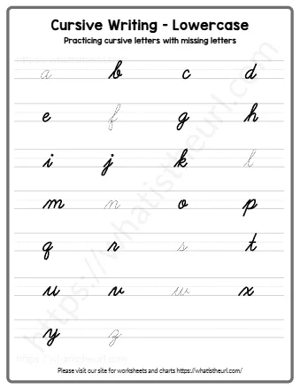 Practicing Cursive Letters With Missing Letters
