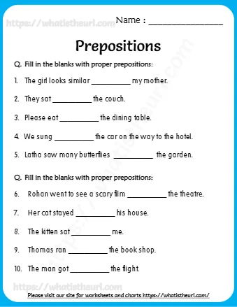 Q Fill In The Blanks With Proper Prepositions