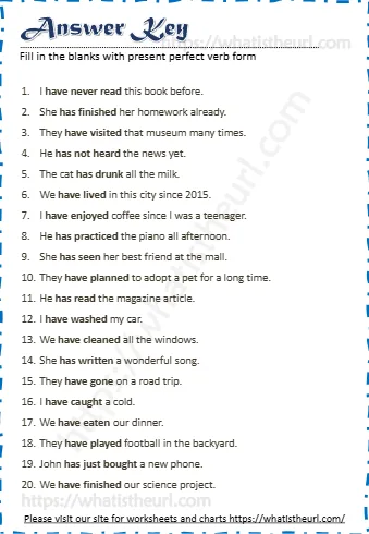 Fill In The Blanks With Present Perfect Verb Form