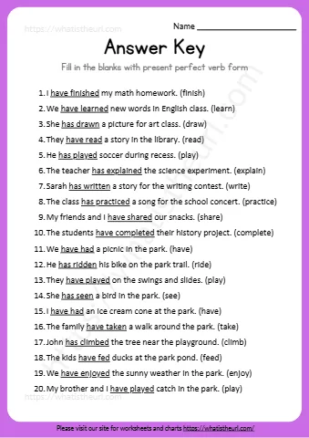 Fill In The Blanks With Present Perfect Verb Form