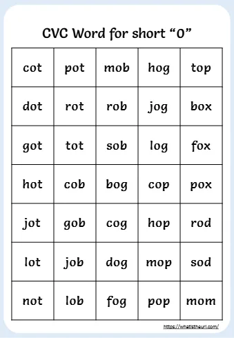 Cvc Word For Short 0