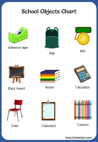 School Objects Charts For Kids School Objects Chart Adhesive Tape