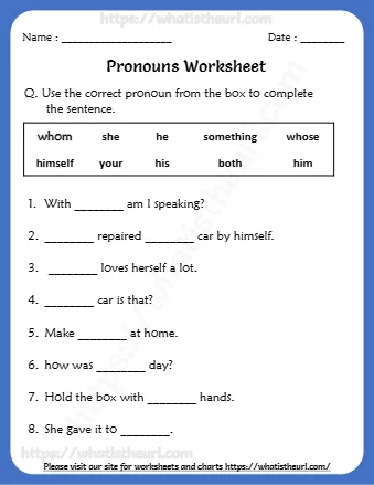 Q Use The Correct Pronoun From The Box To Complete