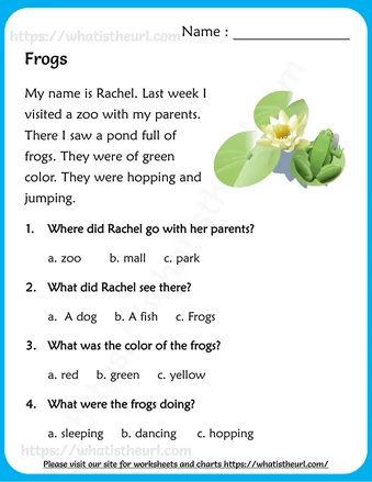 Reading Comprehension for Grade 3 - Visited A Zoo With My Parents