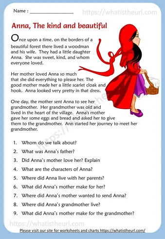 Reading Comprehension for Grade 4 - Anna The Kind And Beautiful