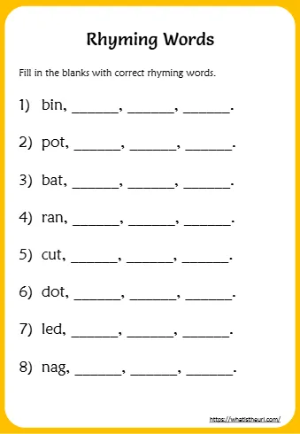Fill In The Blanks With Correct Rhyming Words