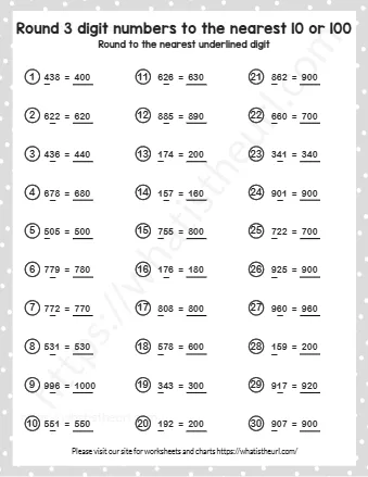 Round 3 Digit Numbers To The Near Est 10 Or 100