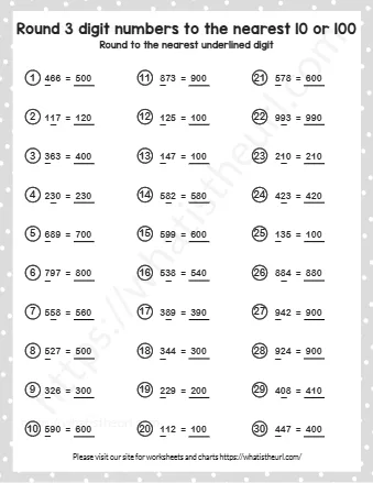 Round 3 Digit Numbers To The Near Est 10 Or 100