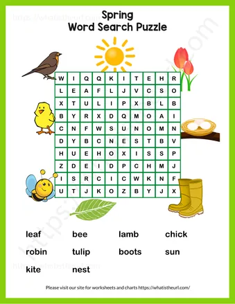 School Word Search Puzzle - Spring Word Search Puzzle