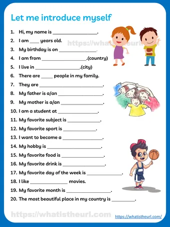 Self introduction for kids (2022) - Let Me Introduce Myself Worksheet