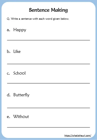 Sentence Making Worksheets For Grade 4 Sentence Making A Happy