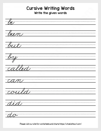 Sight Words Cursive Writing Practice