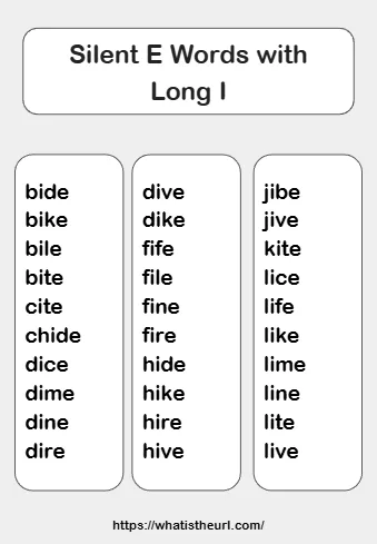 Silent E Words With Long I
