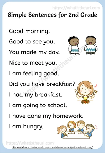 Simple Sentences For 2nd Grade