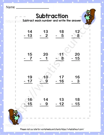 Subtract Each Number And Writ E The Answer