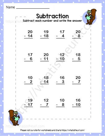 Subtract Each Number And Writ E The Answer