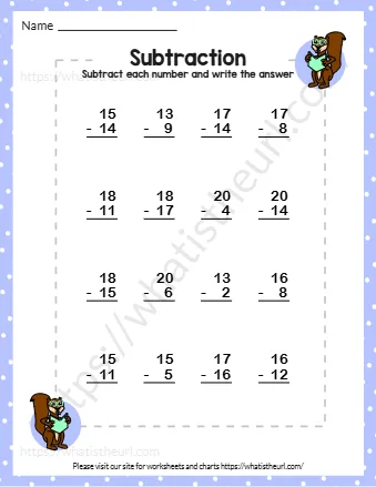Subtract Each Number And Writ E The Answer