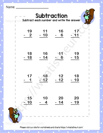 Subtract Each Number And Writ E The Answer