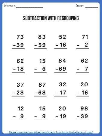 Please Worksheets And Charts From Subtraction
