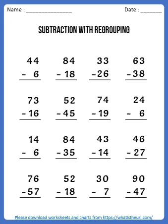 Please Worksheets And Charts From Subtraction