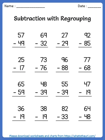 Please Worksheets And Charts From Subtraction