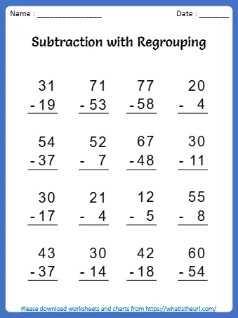 Please Worksheets And Charts From Subtraction
