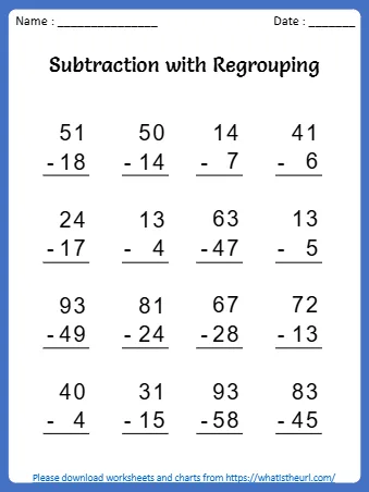 Please Worksheets And Charts From Subtraction