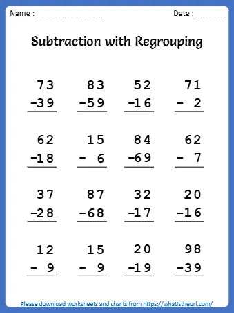Please Worksheets And Charts From Subtraction