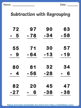 Please Worksheets And Charts From Subtraction