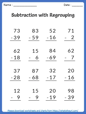 Please Worksheets And Charts From Subtraction