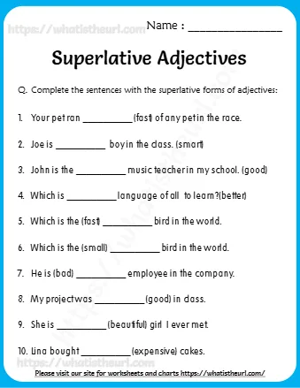 Q Complete The Sentences With The Superlative Forms Of Adjectives