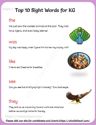 Top 10 Sight Words