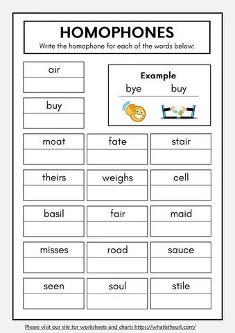 Two, To, and Too Worksheet (Homophones)
