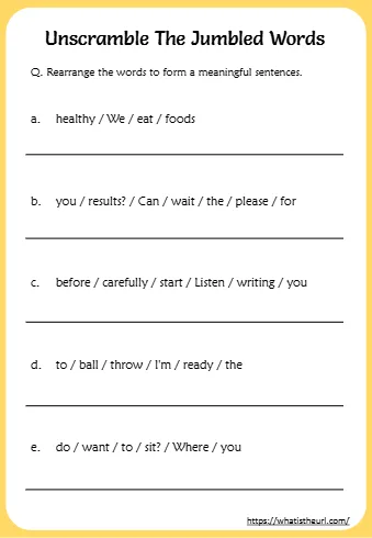 Unscramble The Jumbled Words