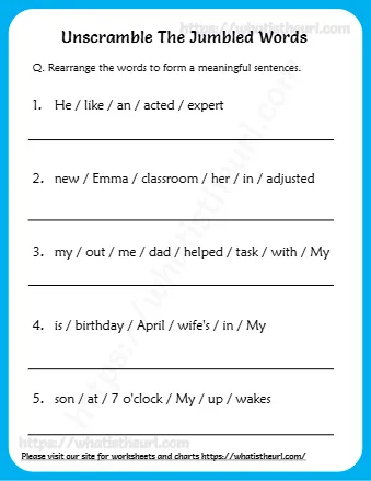 Unscramble The Jumbled Words