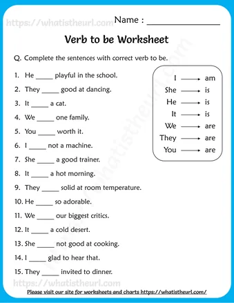 Verb to be exercises for Grade 1 - Worksheets For Grade 1