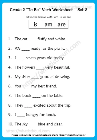 Grade 2 To Be Verb Worksheet Set 2