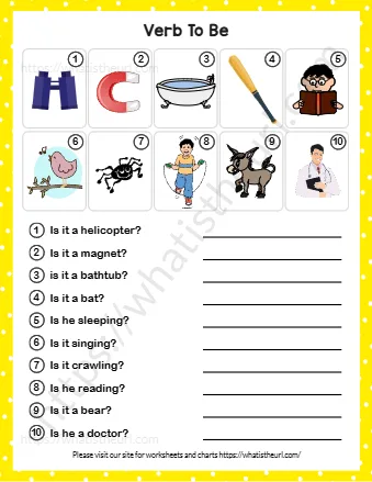 Verb To Be Worksheet with Pictures – Exercise 3