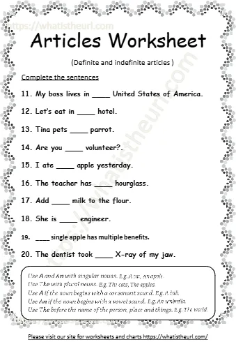 Definite And Indefinite Articles