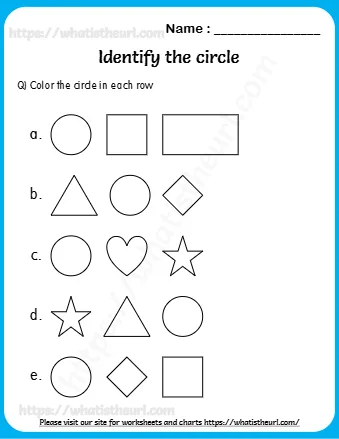 Worksheet On Identifying Circle Shape For Lower Kindergarten