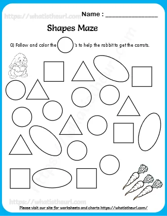 Shapes Maze Worksheets For Lower Kindergarten