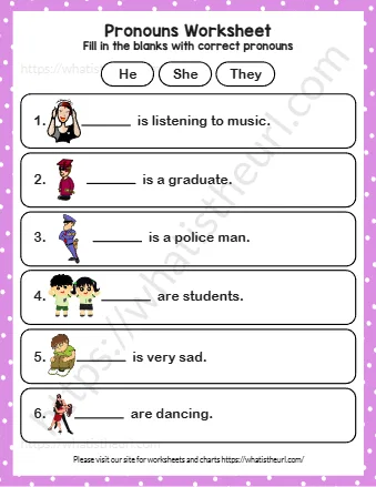 Fill In The Blanks With Correct Pronouns