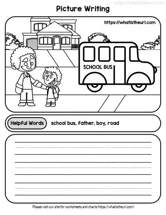 Writing Prompts for Students of K - 2nd - Set 1 - Helpful Words Boy Kite Park Bird Flowers