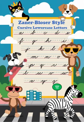 Zaner Bloserstyle Cursive Lowercase Letters Grass Time