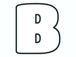 Step 2: a thick outline drawn all the way around the letter B